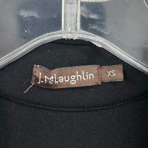 J. McLaughlin Black Button Up Front Pocket 3/4 Sleeve Collared Top Womens XS - Picture 2 of 5